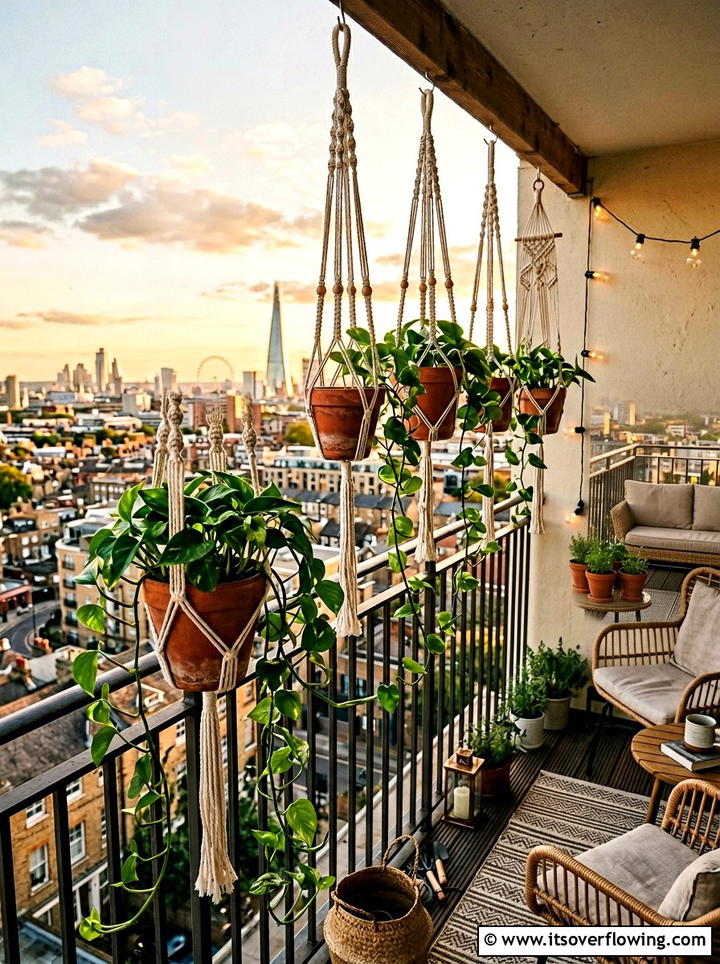 Macrame Plant Hangers Balcony - 25 small garden ideas with hanging baskets