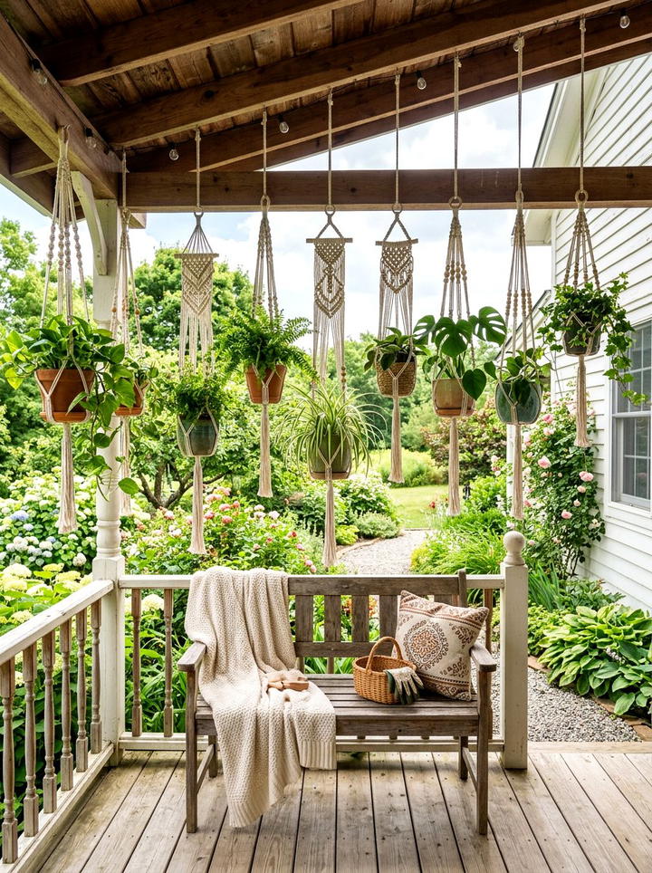 Macrame Plant Hangers - 25 backyard decorating ideas with boho accents