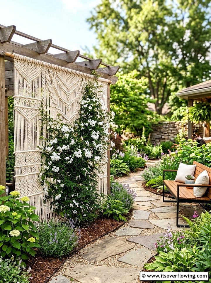 Macrame Plant Trellis - 25 garden decor ideas with macrame