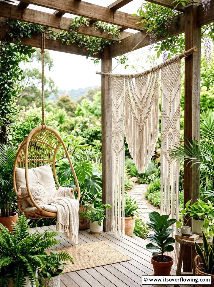 Macrame Screen - 25 front porch ideas with privacy screens