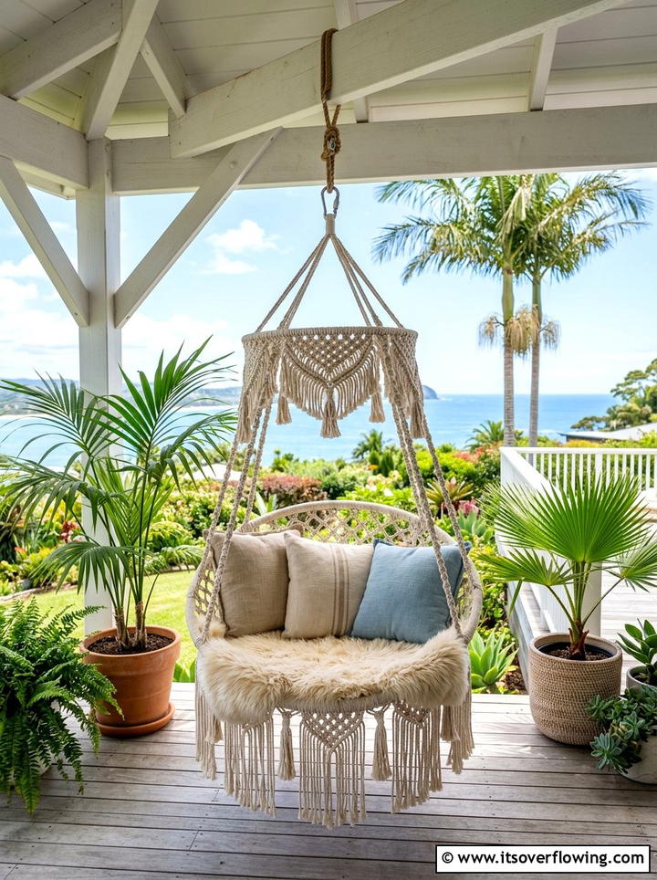 Macrame Swing Chair - 25 garden decor ideas with macrame