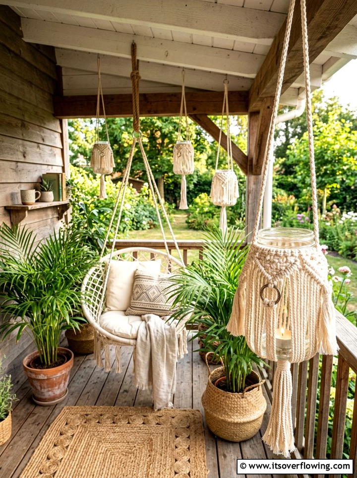 Macrame mason jar lantern - 25 garden ideas with mason jar lanterns