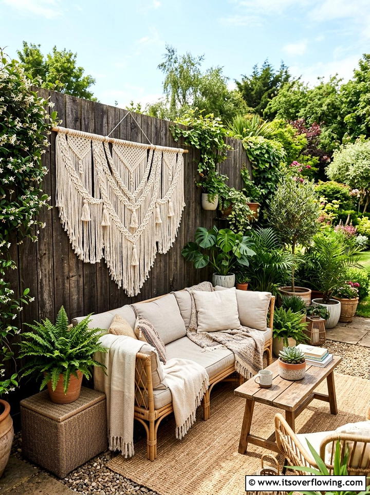 Macrame wall hanging - 25 garden decor ideas for outdoor parties