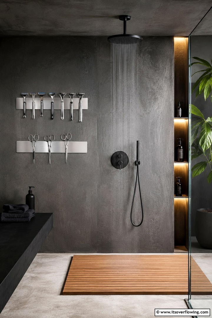 Magnetic Strip Holders for Compact Tools - 30 Shower Storage Ideas to Declutter Your Bathroom