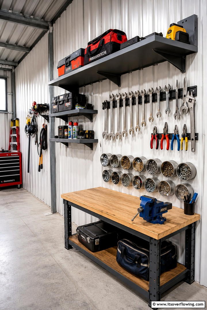 Magnetic Utility Shelves - 30 Shed Shelving Ideas for Optimal Storage Solutions