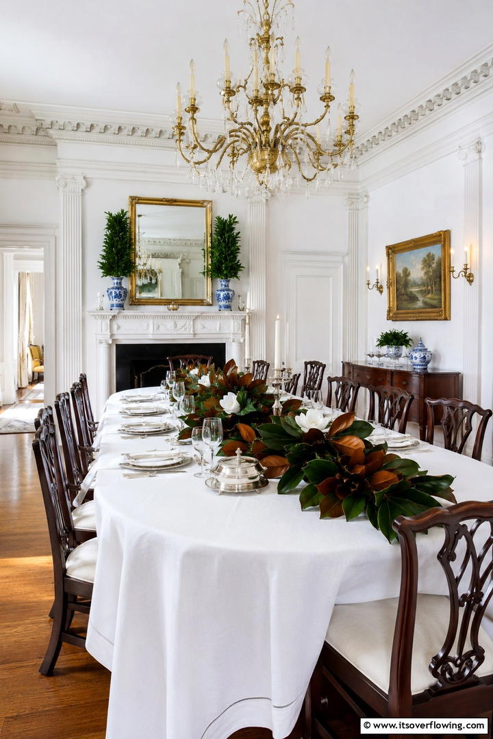 Magnolia Leaf Arrangements - 50 Fall Table Decor Ideas Roundup- Seasonal Styling