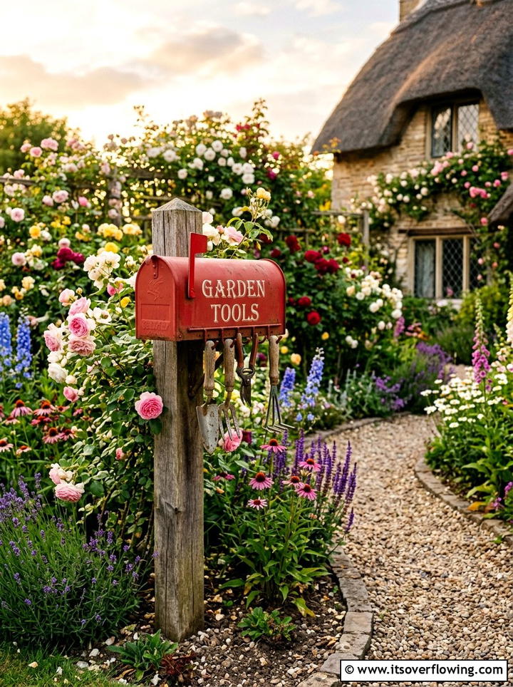 Mailbox garden tool holder - 25 upcycled garden ideas with tool storage