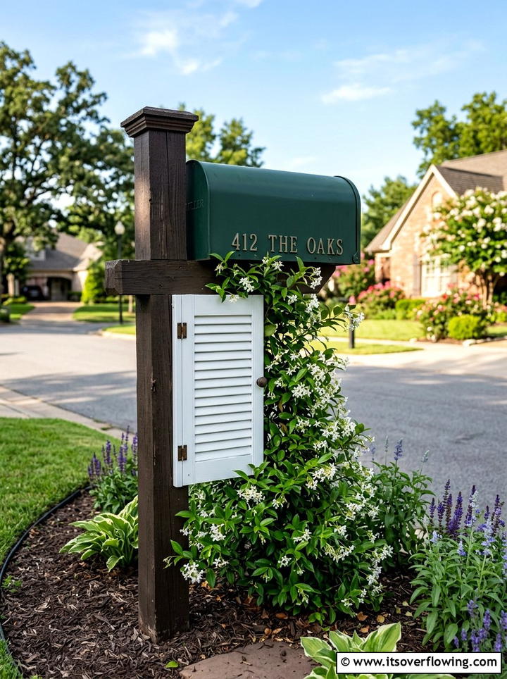 Mailbox post embellishment - 25 upcycled garden ideas with old shutters
