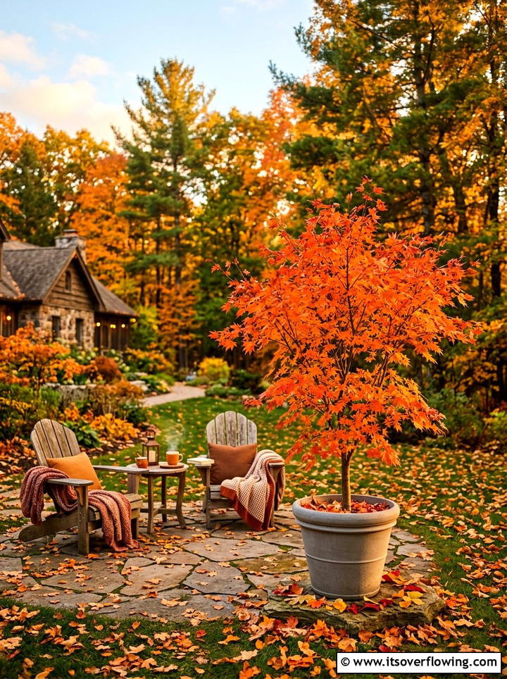 Maple Tree Autumn Display - 25 backyard decorating ideas with potted trees