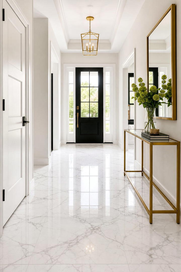 Marble Look Tiles for Luxurious Appeal - 20 Stylish Small Entryway Tile Floor Ideas