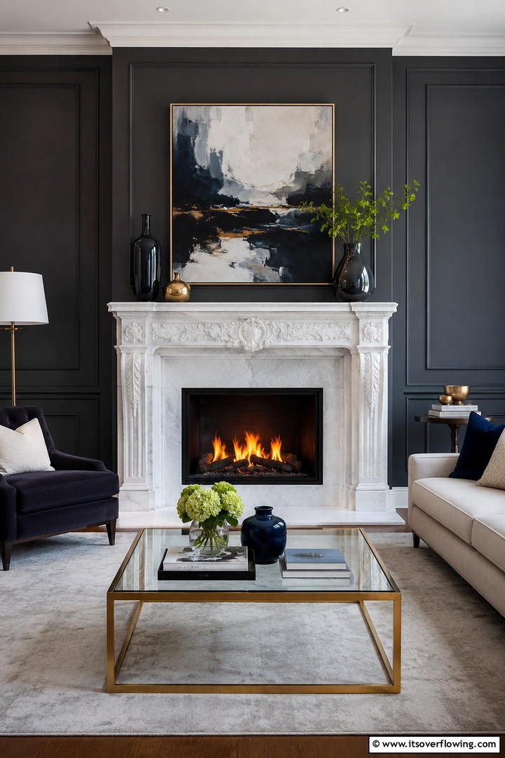 Marble Mantelpiece Focus - 25 Elegant Marble Fireplace Ideas for a Luxurious Look