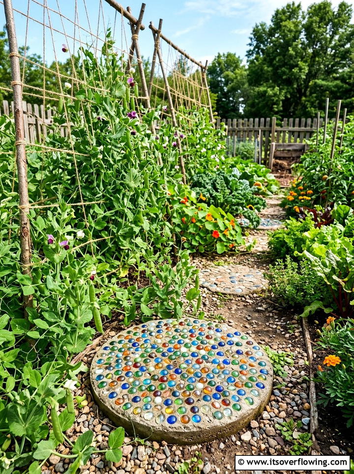 Marble garden path accent - 25 recycled garden ideas with old toys
