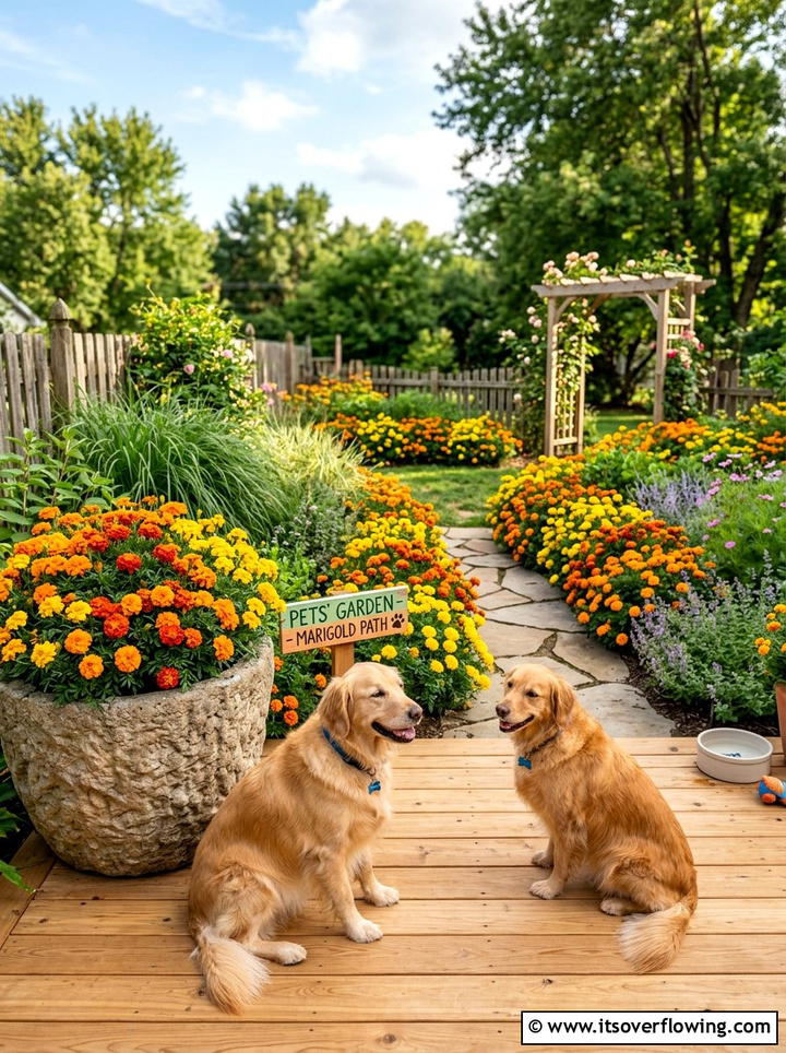 Marigold Garden For Pets - 25 small garden ideas with pet friendly plants