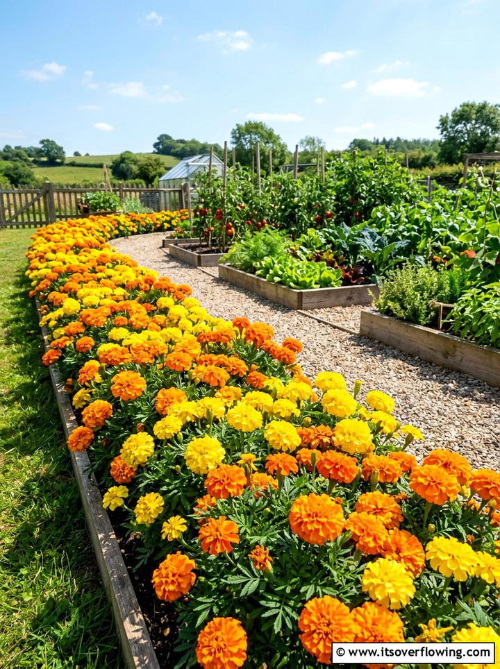 Marigold flower border - 25 creative garden ideas with sensory planting