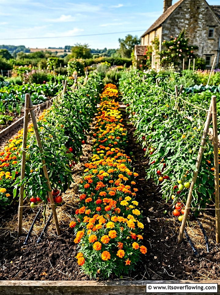 Marigold vegetable companion planting - 25 cheap garden ideas with seeds