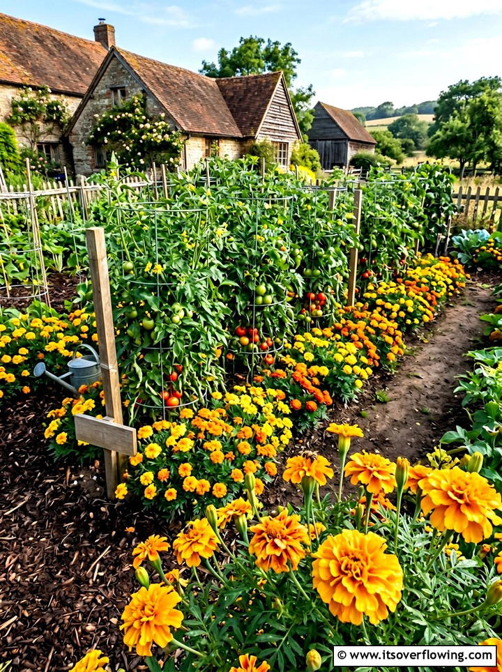 Marigold vegetable patch - 25 creative garden ideas with edible flowers