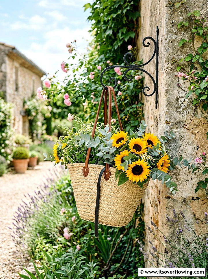Market Basket Flowers - 25 recycled garden ideas with baskets