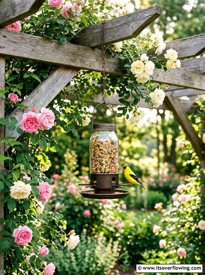 Mason Jar Bird Feeder - 25 garden decor ideas with mason jars