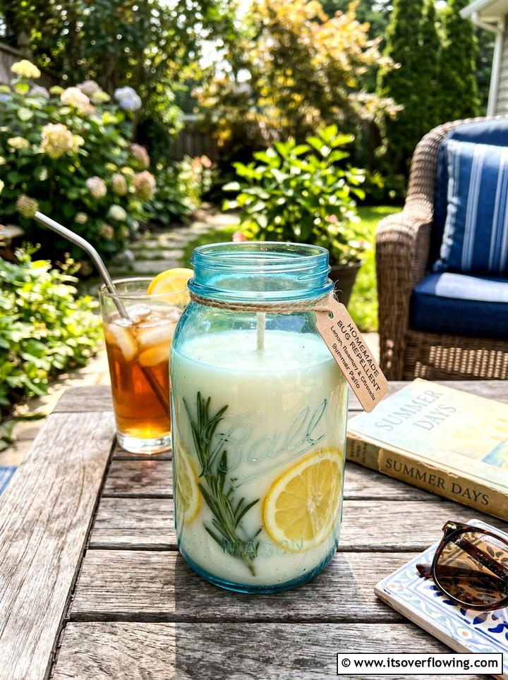 Mason Jar Bug Repellent Candle - 25 upcycled garden ideas with mason jars