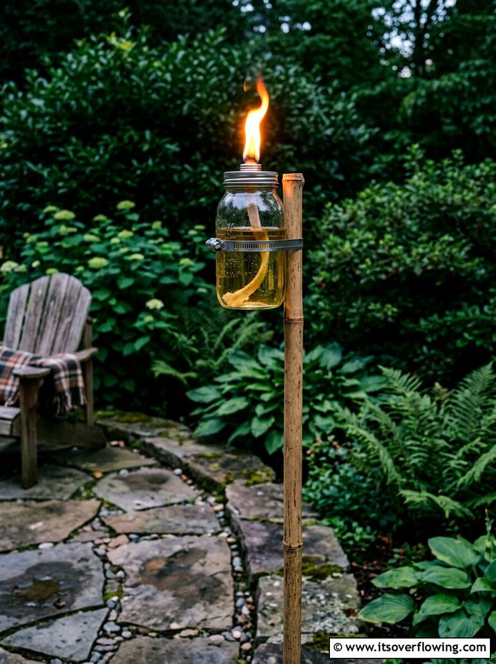 Mason Jar Citronella Torch - 25 upcycled garden ideas with mason jars