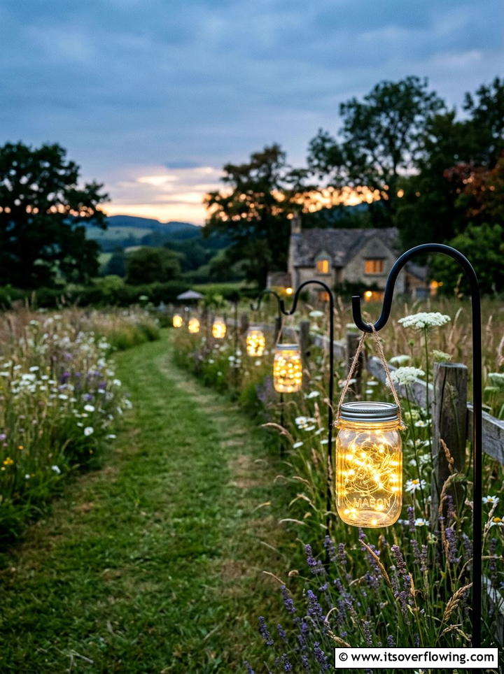 Mason Jar Hanging Light - 25 backyard ideas with path lighting