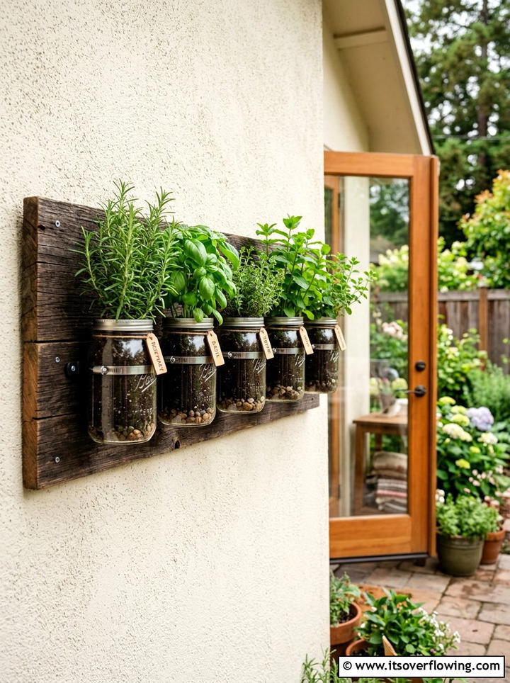 Mason Jar Herb Garden - 25 cheap garden ideas with container gardening