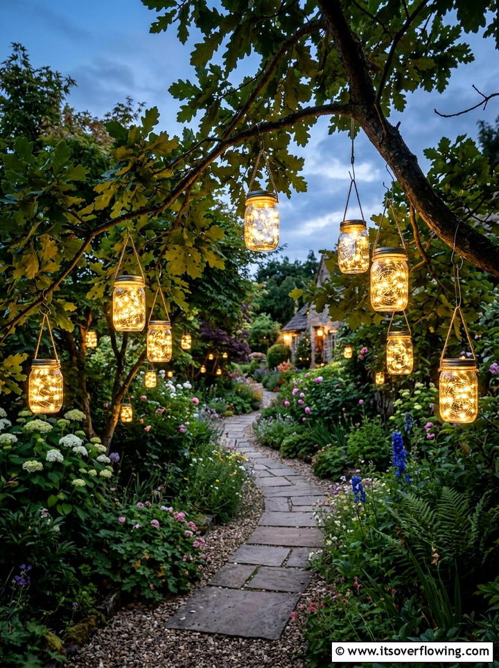 Mason Jar Lighting - 25 creative garden ideas with rustic charm