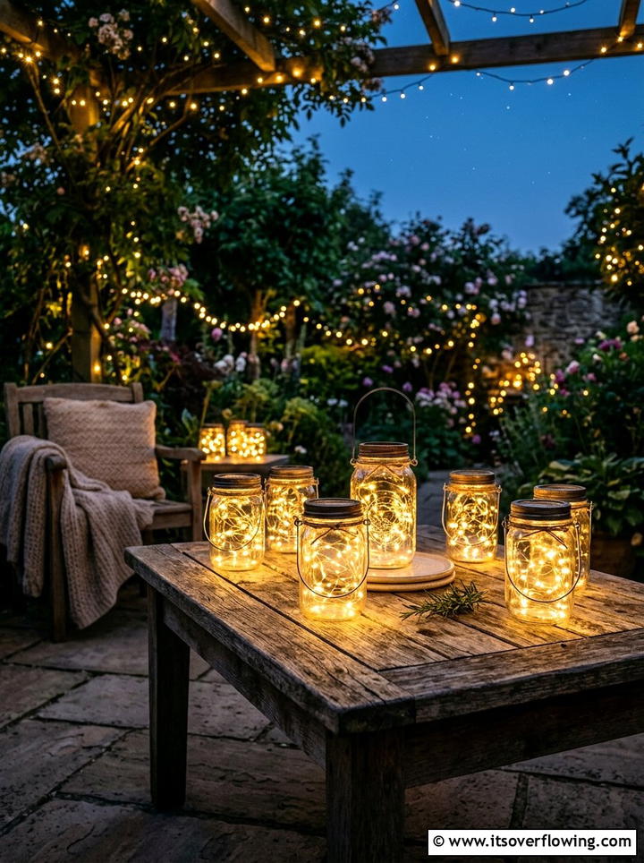 Mason Jar Outdoor Lighting - 25 upcycled garden ideas for patios