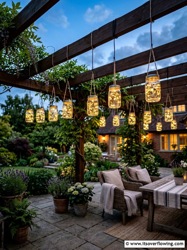 Mason Jar Patio Lights - 25 recycled garden ideas for patio decor