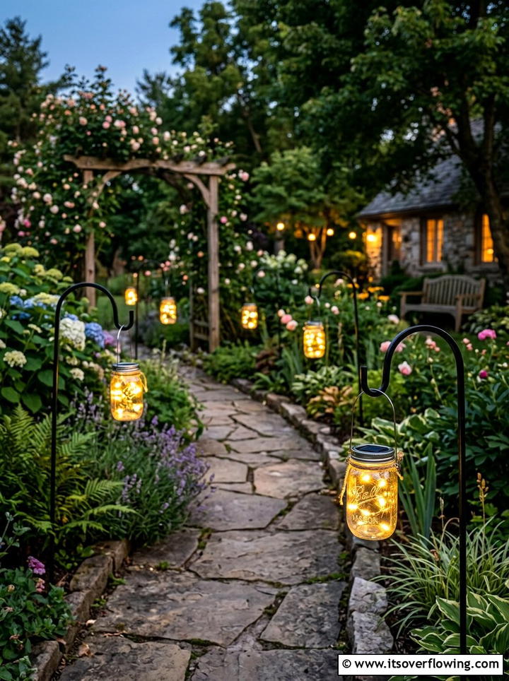 Mason Jar Solar Light - 25 recycled garden ideas with recycled glass art