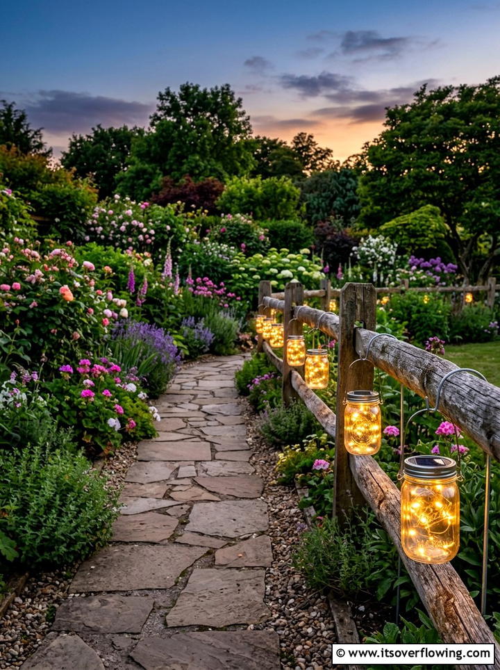 Mason Jar Solar Lights Garden - 25 garden decor ideas with hanging jars