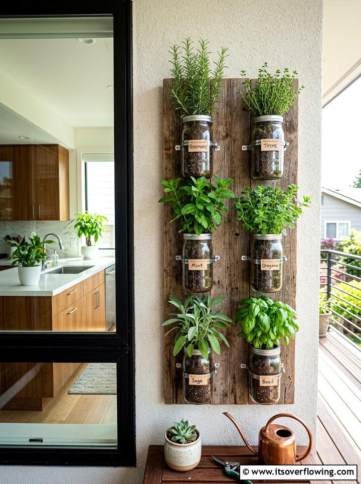 Mason Jar Wall Planter - 25 recycled garden ideas for small spaces