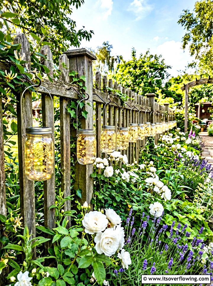 Mason jar garden light - 25 cheap garden ideas with thrifted decor