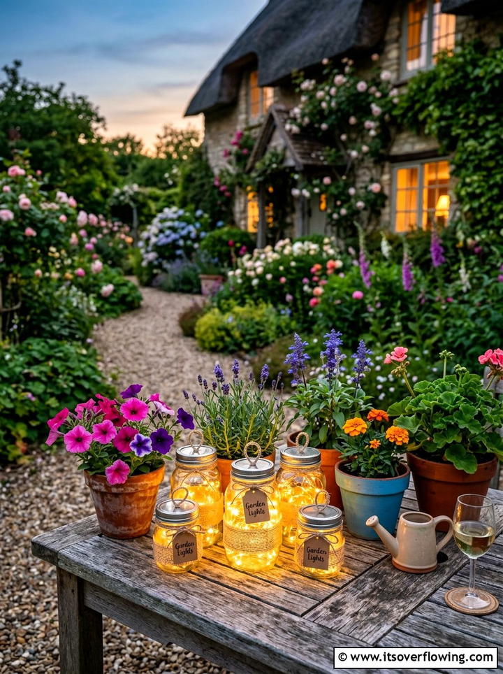 Mason jar garden lights - 25 garden decor ideas with fairy lights