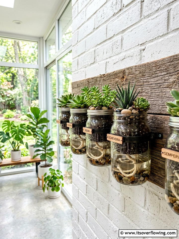 Mason jar self watering planter - 25 recycled garden ideas with rainwater collection