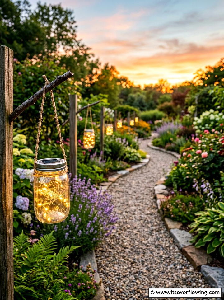 Mason jar solar lanterns - 25 reusing old things ideas for boho garden look