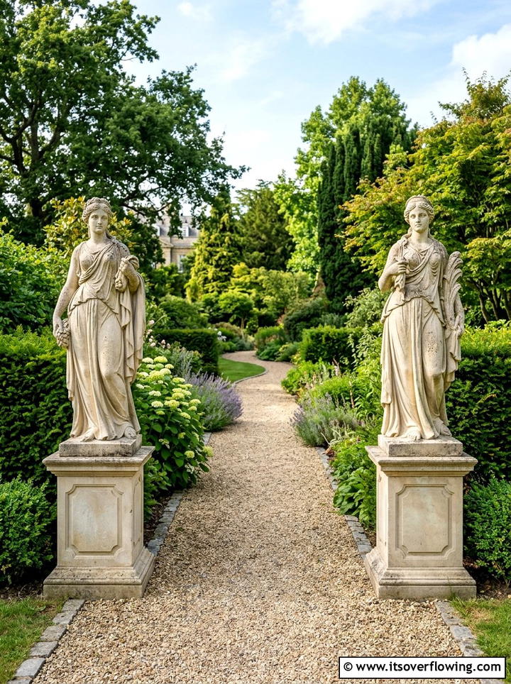 Matching garden statues - 25 garden design ideas with symmetry