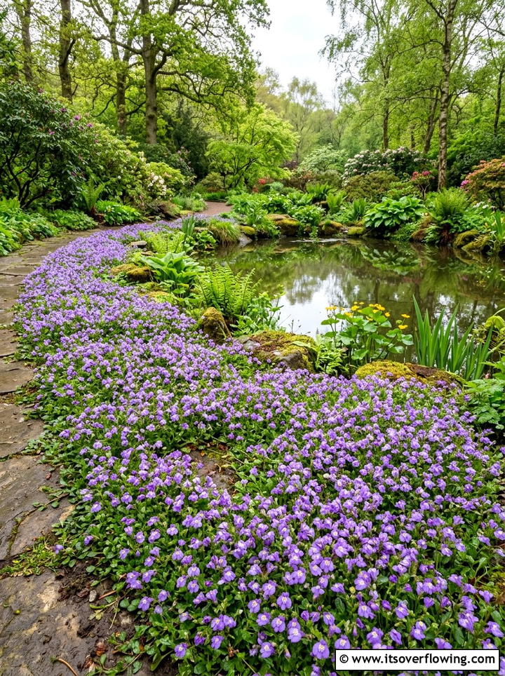 Mazus Reptans Purple - 25 backyard ideas with ground cover plants