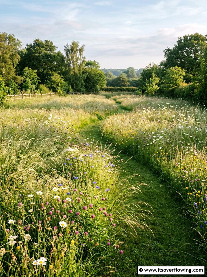 Meadow grass backyard - 25 cheap garden ideas with low maintenance plants