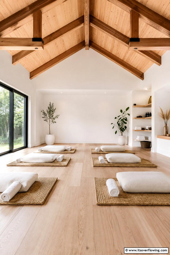 Meditation and Yoga Space - 30 Vaulted Ceiling Ideas with Beams for Dramatic Room Designs