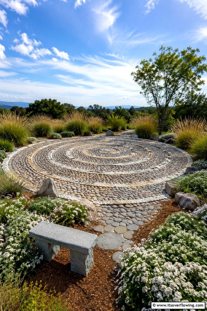 Meditative Spiral Sanctuary - 30 Spiral Garden Design Ideas for Unique Outdoor Layouts