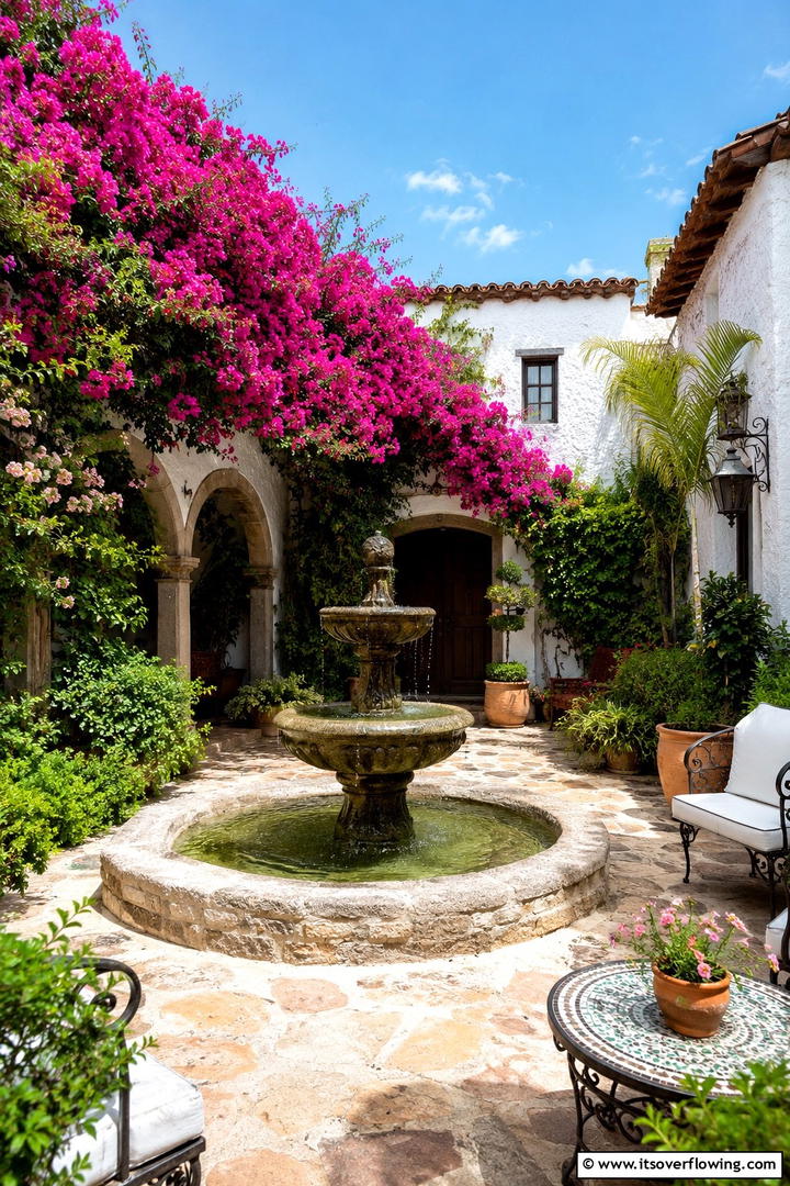 Mediterranean Courtyard Oasis - 30 Spanish Mediterranean House Ideas for Warm Exteriors