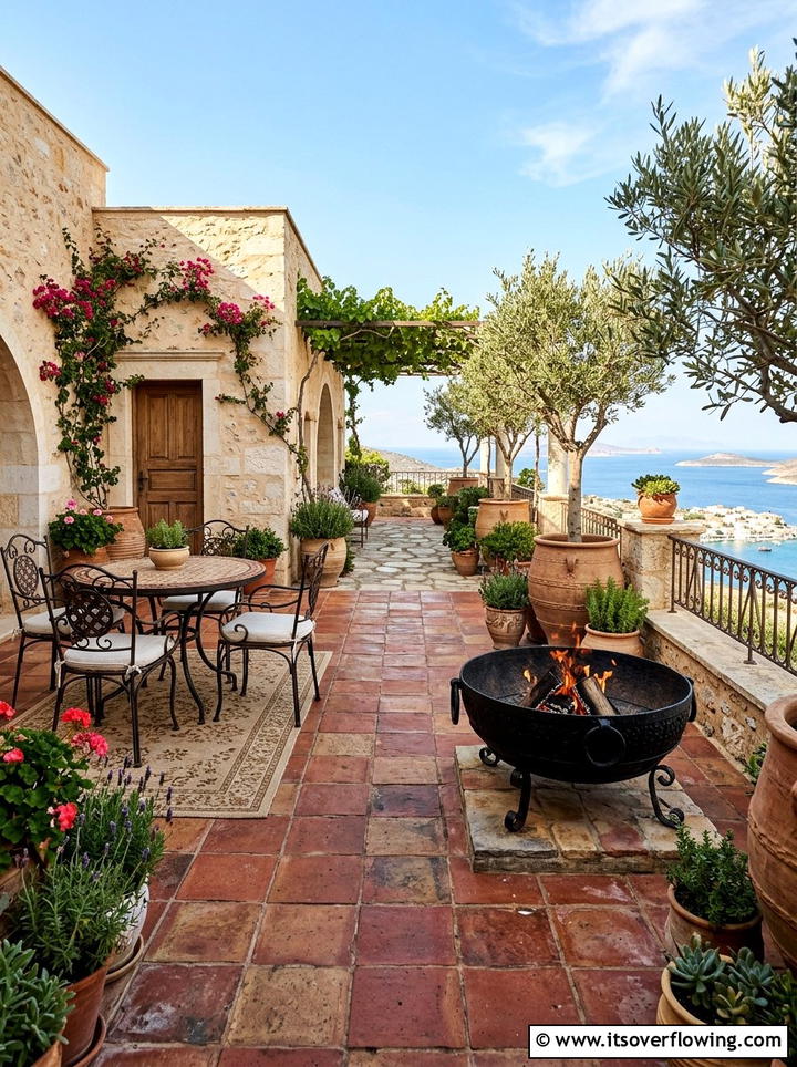 Mediterranean Fire Bowl Terrace - 25 small garden ideas with fire bowl