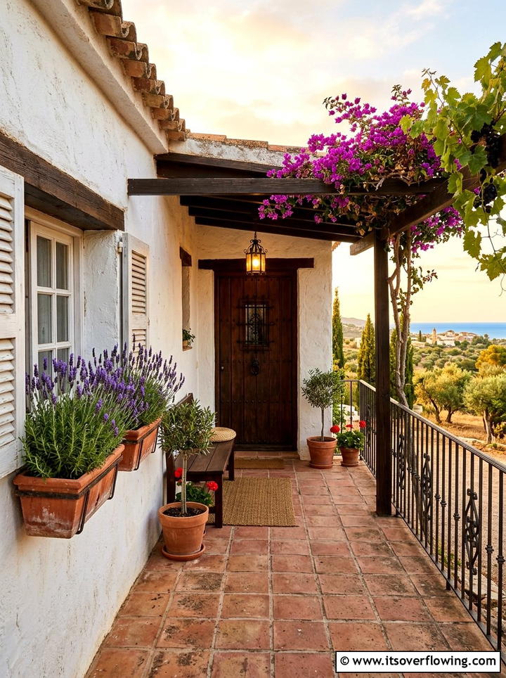 Mediterranean Front Porch - 25 front porch ideas with window boxes