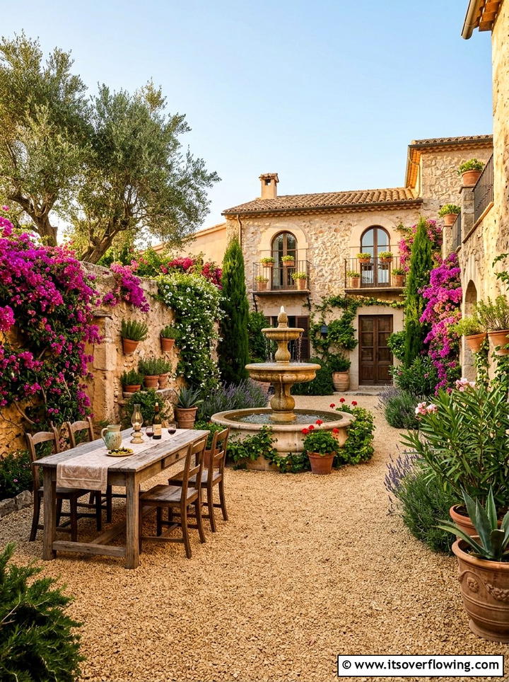 Mediterranean Gravel Courtyard - 25 backyard ideas with gravel