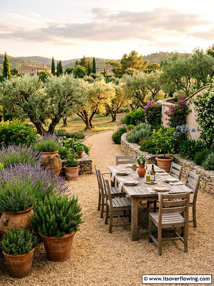 Mediterranean Gravel Garden - 25 backyard ideas with gravel patio