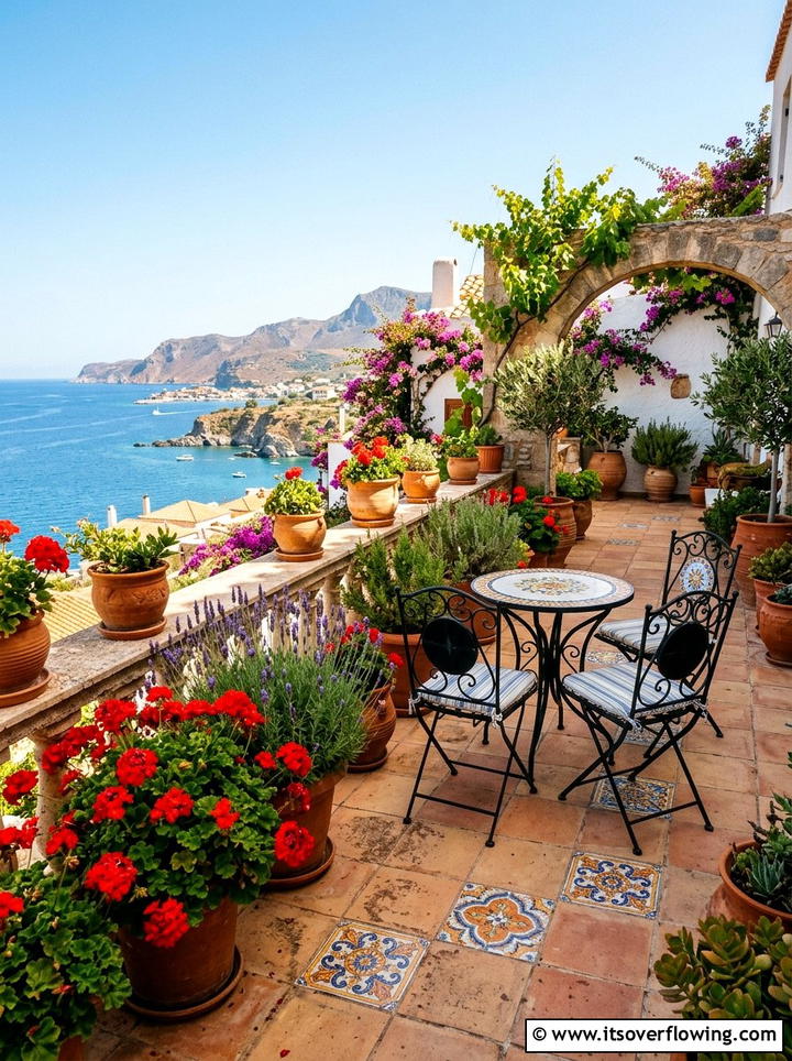 Mediterranean Style Terrace Flowers - 25 front porch ideas with flowers