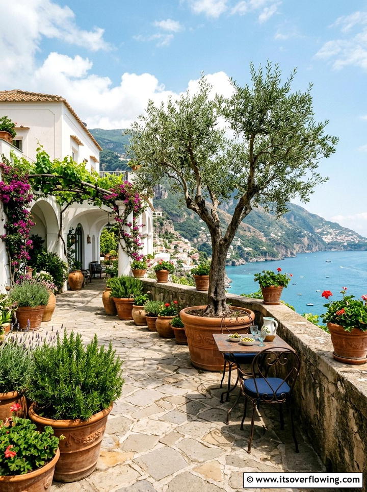 Mediterranean Style Terrace - 25 backyard ideas with low maintenance plants