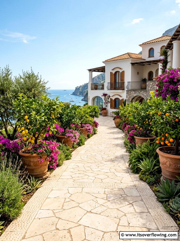 Mediterranean Travertine Path - 25 garden design ideas with pathways