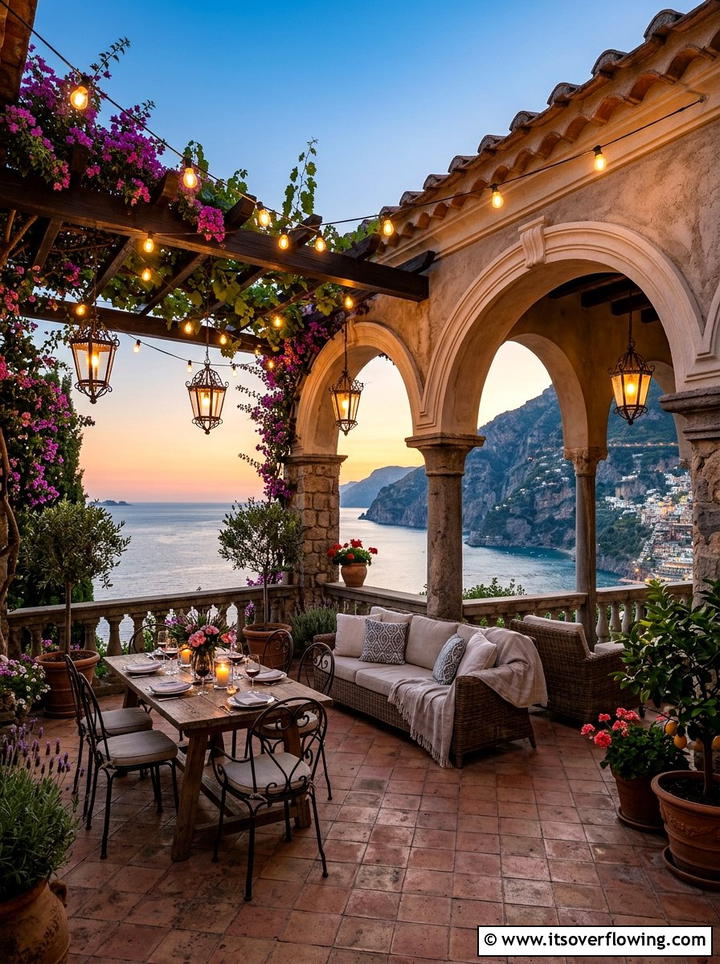 Mediterranean Villa Porch - 25 front porch ideas with layered lighting